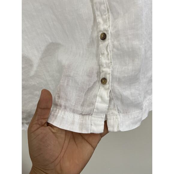 Linen Button Up Top M Minimalist Coastal Resort Palm Rustic Boxy Lagom Beach Air - Picture 6 of 14